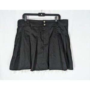 Shein Mod Skirt 3XL Women's Black Pleated White Lace Trim Mini High Waisted